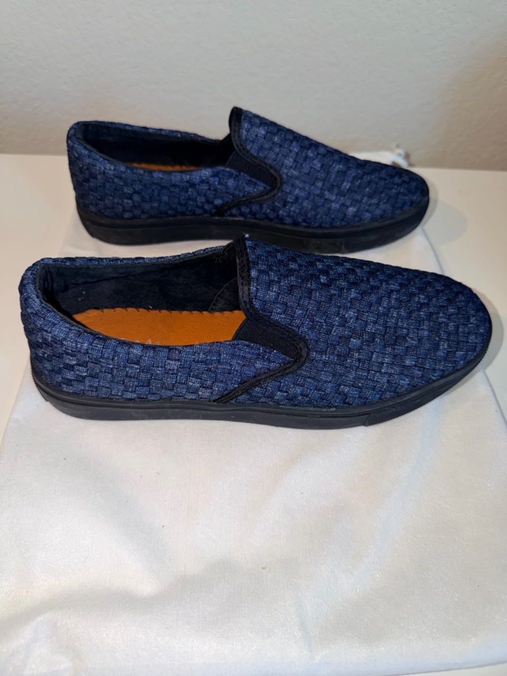 Women's Navy Slip-On Woven Casual Shoes